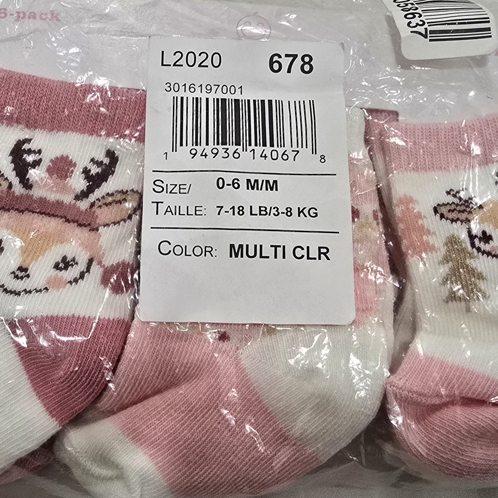 Cute Pink and White Baby Socks with Deer Design